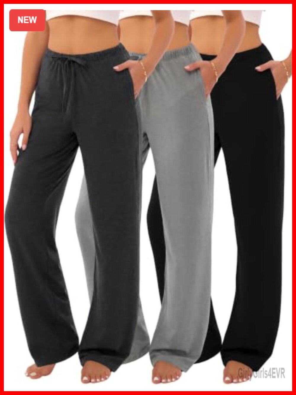 3-Pack Womens Pajama Pants Drawstring Comfy Sleep